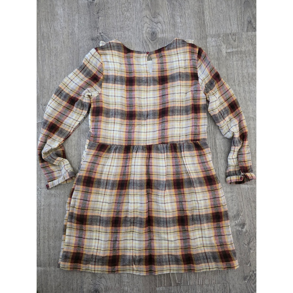 Zara Girls Plaid‎ Ruffle Dress Burgundy Mustard Size 13-14  NEW - Picture 8 of 9